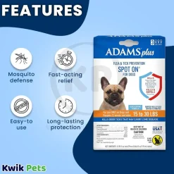 Adams Plus Flea & Tick 3 Month Supply Prevention Spot On for Medium Dogs 15 to 30 lbs