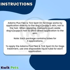 Adams Plus Flea & Tick 3 Month Supply Prevention Spot On for Medium Dogs 15 to 30 lbs