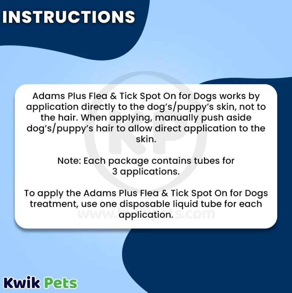 Adams Plus Flea & Tick 3 Month Supply Prevention Spot On for Medium Dogs 15 to 30 lbs