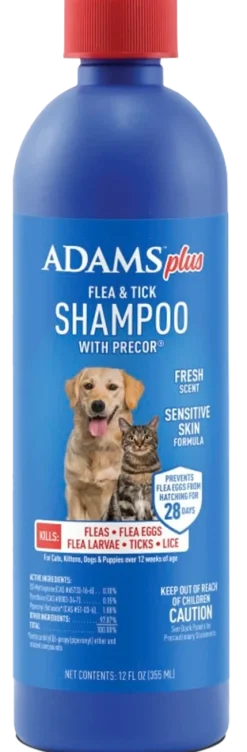 Adams Plus Flea & Tick Shampoo with Precor for Dogs & Cats 12-oz