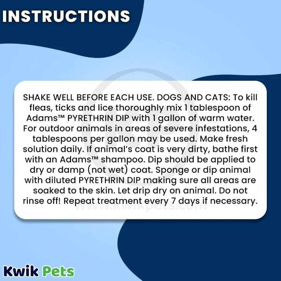 Adams Plus Pyrethrin Dip for Dogs & Cats 4-oz