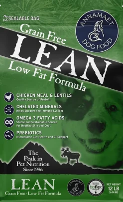 Annamaet Grain-Free Lean Low Fat Formula Dry Dog Food Chicken, Duck & Herring 12-lb