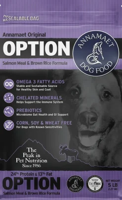 Annamaet Original Option Dry Dog Food Salmon Meal & Brown Rice Formula 5-lb