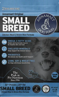 Annamaet Original Small Breed Dry Dog Food Chicken Meal & Brown Rice Formula 4-lb