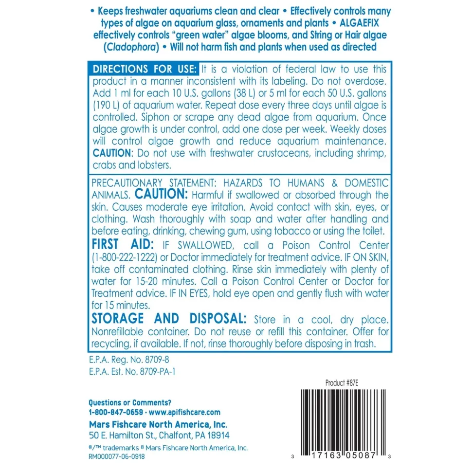 API AlgaeFix Freshwater Aquarium Algaecide 16-oz