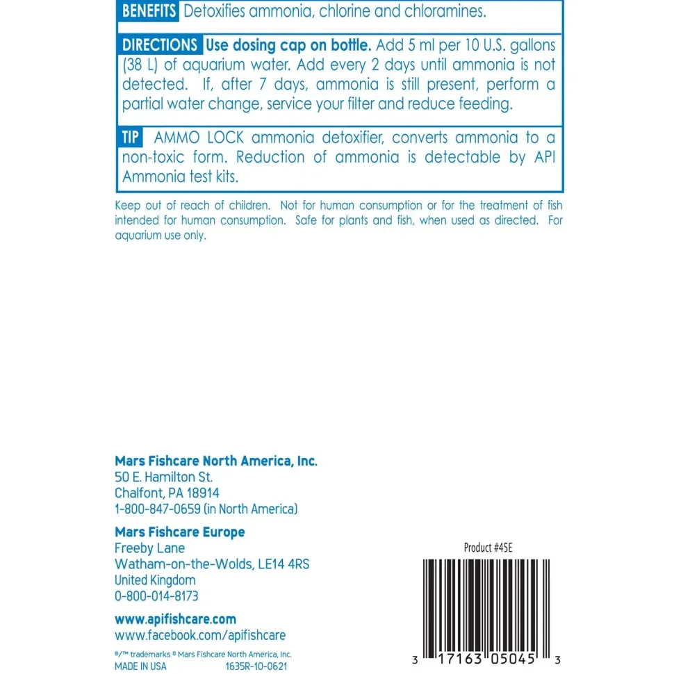 API Ammo-Lock Freshwater & Saltwater Aquarium Ammonia Detoxifier 16-oz