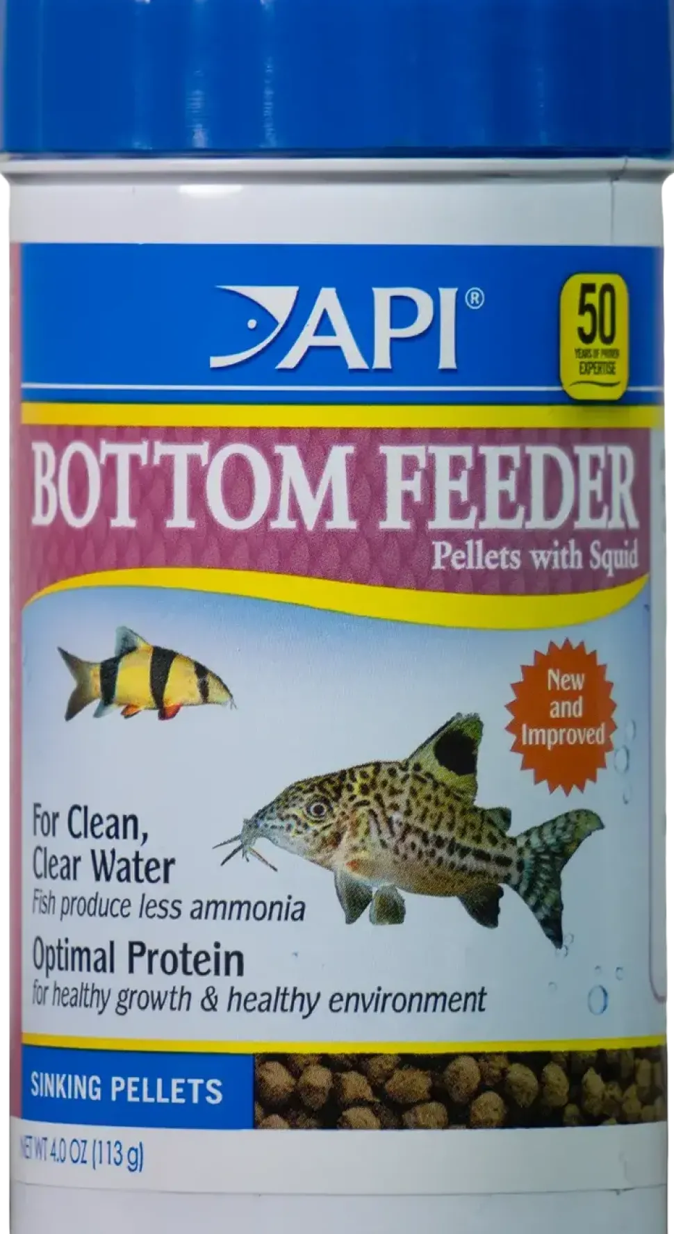API Bottom Feeder Pellets with Squid Fish Food 4-oz