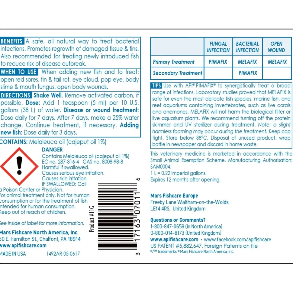 API Melafix Treats Bacterial Infections for Aquarium Freshwater Fish 4-oz