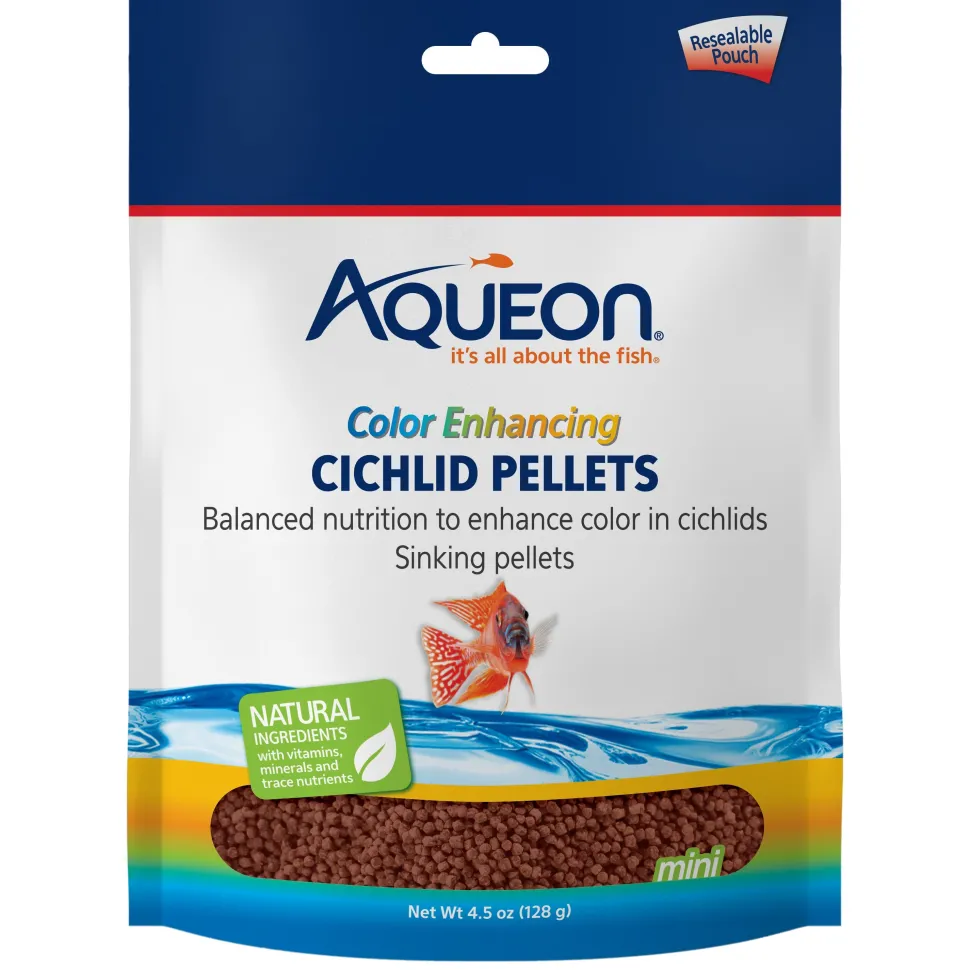 Aqueon Color Enhancing Cichlid Pellets Fish Food 4.5-oz