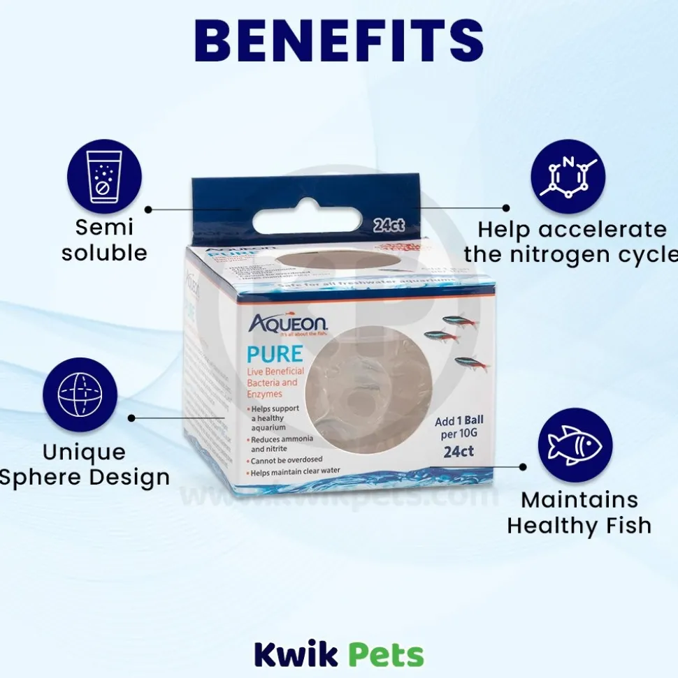 Aqueon Pure Live Beneficial Bacteria & Enzymes Ball for Aquarium 10-gal 24 Count
