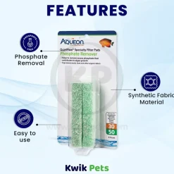 Aqueon QuietFlow Phosphate Remover Filter Media Pads for Aquarium Size 30/50 4 Count