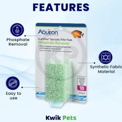 Aqueon QuietFlow Phosphate Remover Filter Media Pads for Aquarium Size 10 4 Count