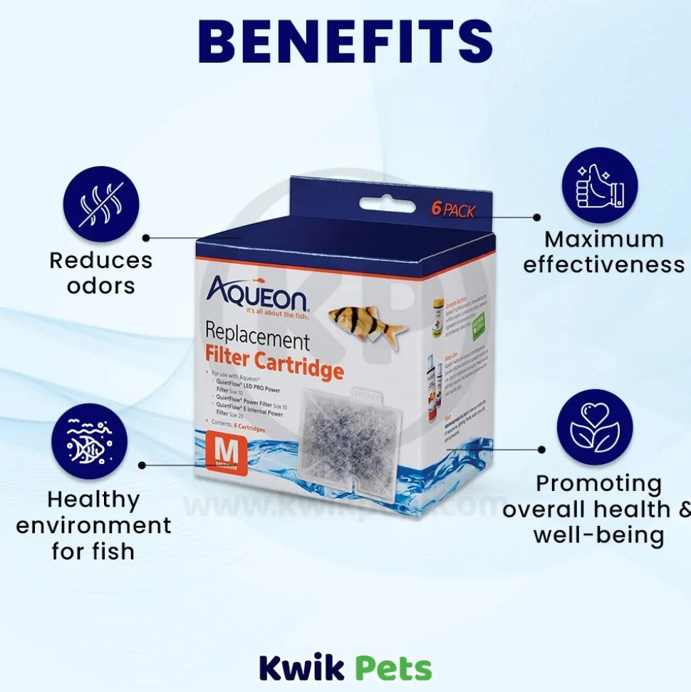 Aqueon Replacement Filter Cartridges for Aquarium Medium 6 Count