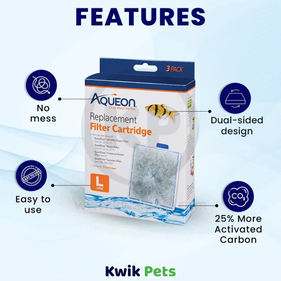 Aqueon Replacement Filter Cartridges for Aquarium Large 3 Count