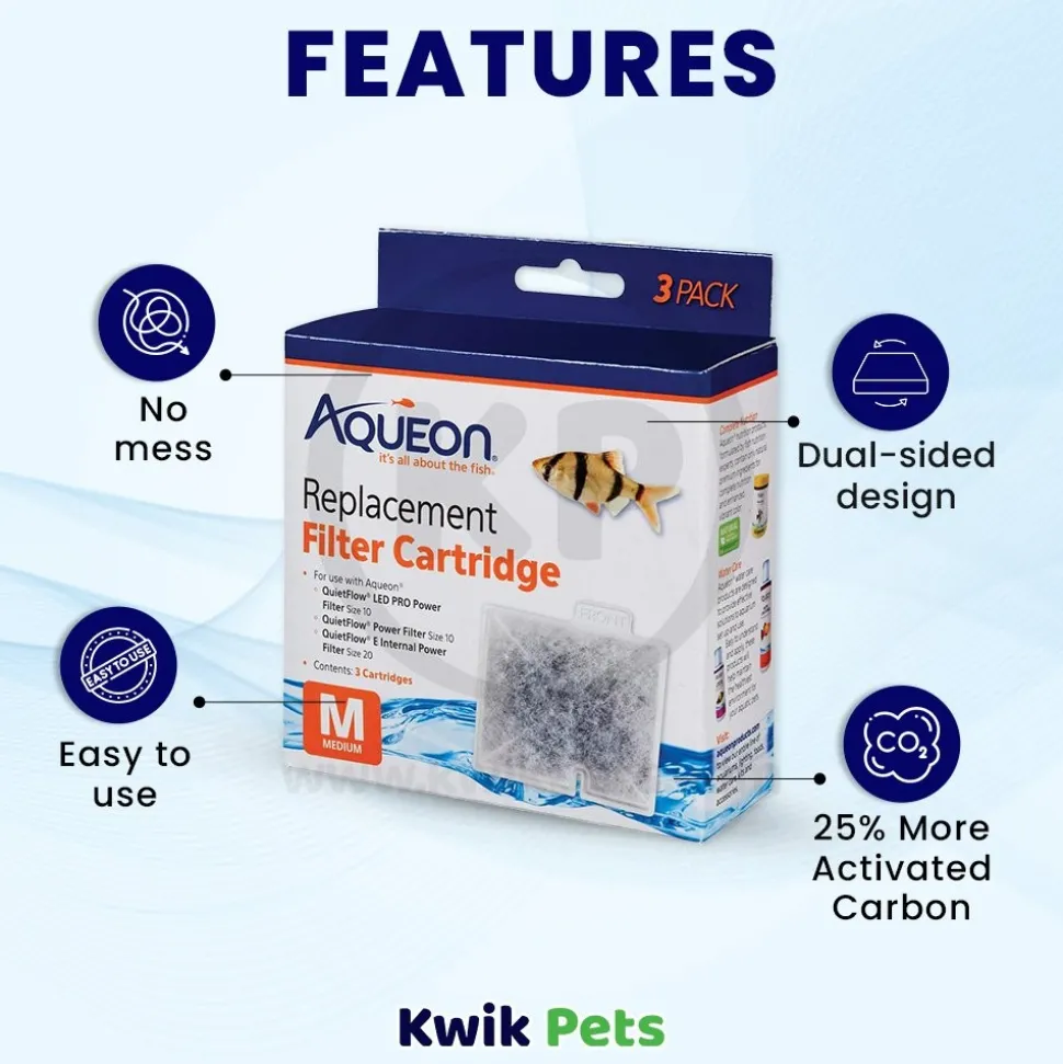 Aqueon Replacement Filter Cartridges for Aquarium Medium 3 Count