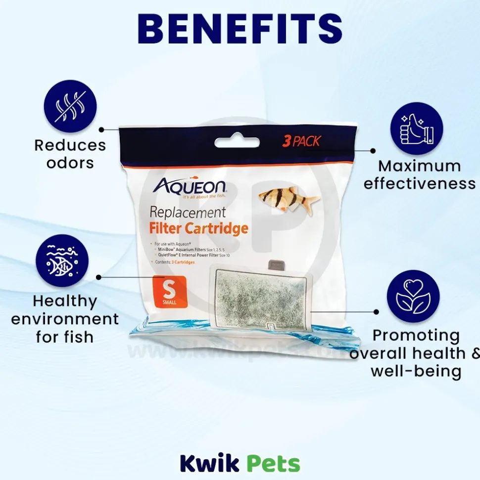 Aqueon Replacement Filter Cartridges for Aquarium Small 3 Count