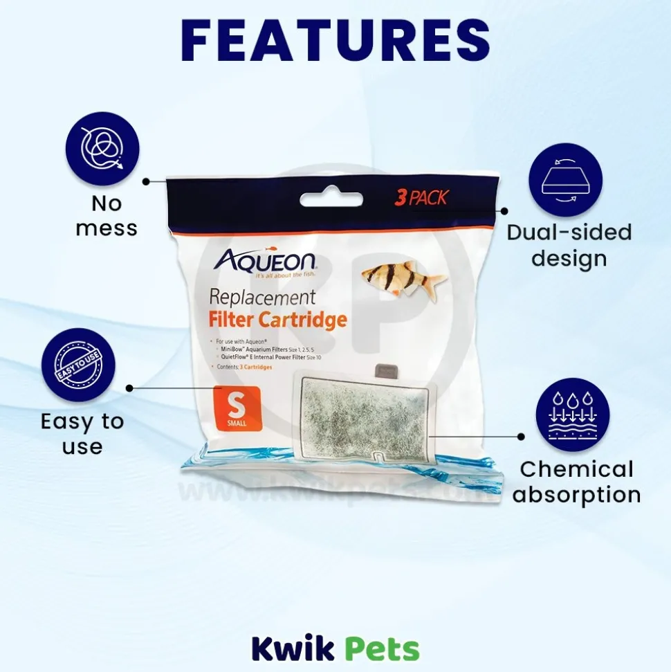 Aqueon Replacement Filter Cartridges for Aquarium Small 3 Count