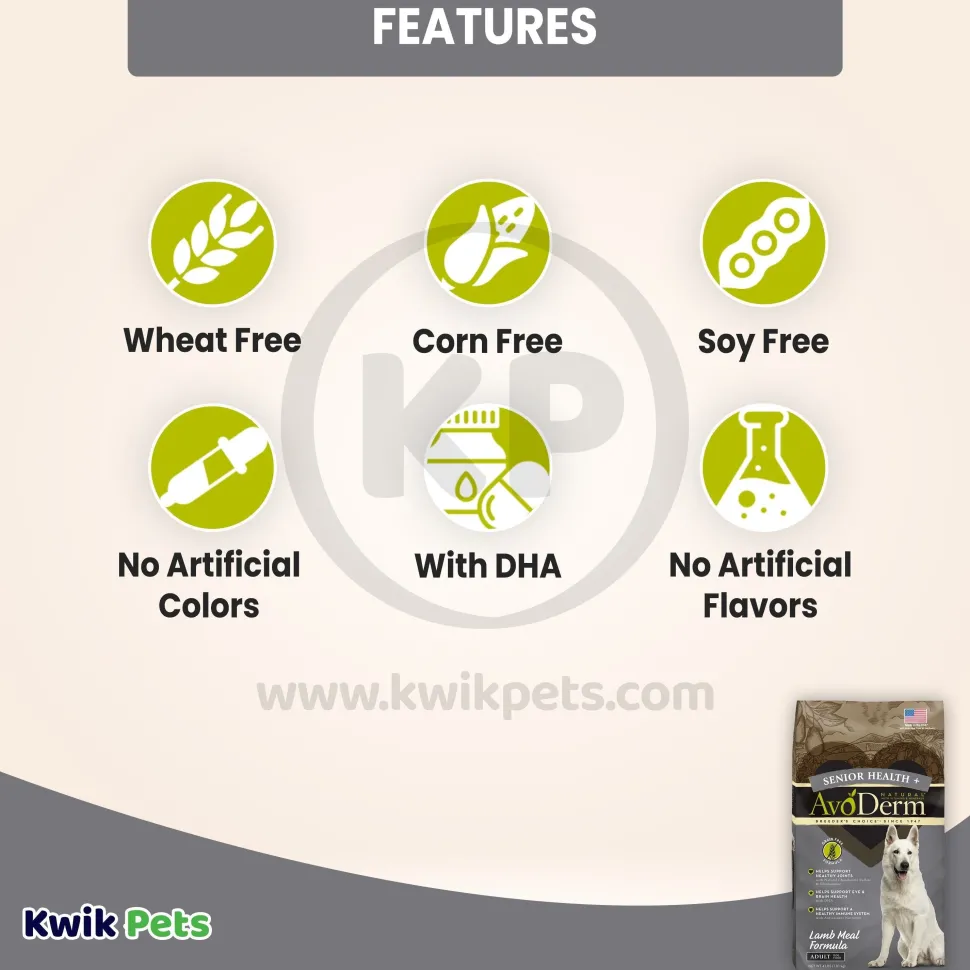 AvoDerm Natural Senior Health + Grain-Free Senior Dry Dog Food Lamb Meal & Brown Rice Formula 4-lb
