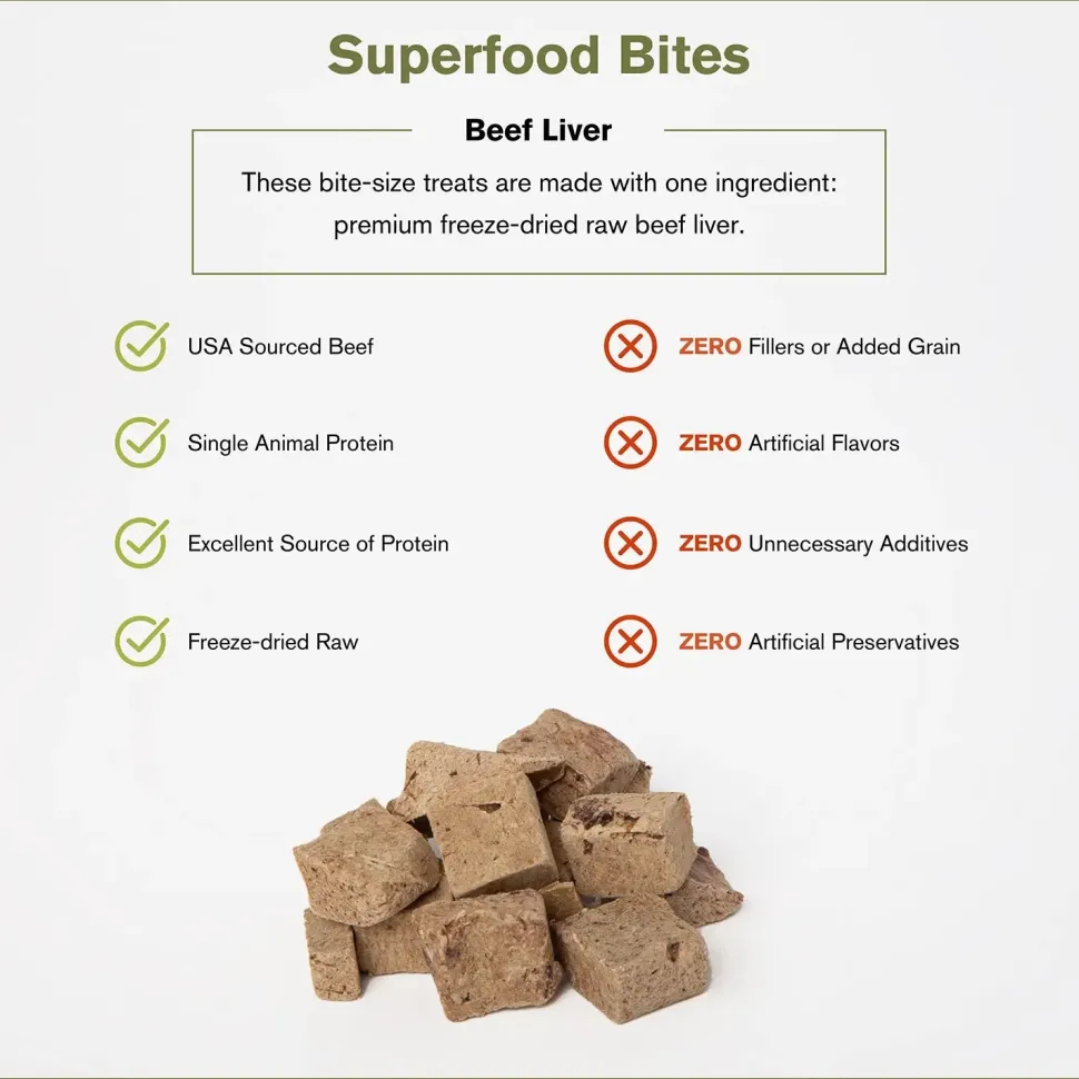 Badlands Ranch Superfood Bites Freeze-Dried Raw Dog Treats Beef Liver 4-oz