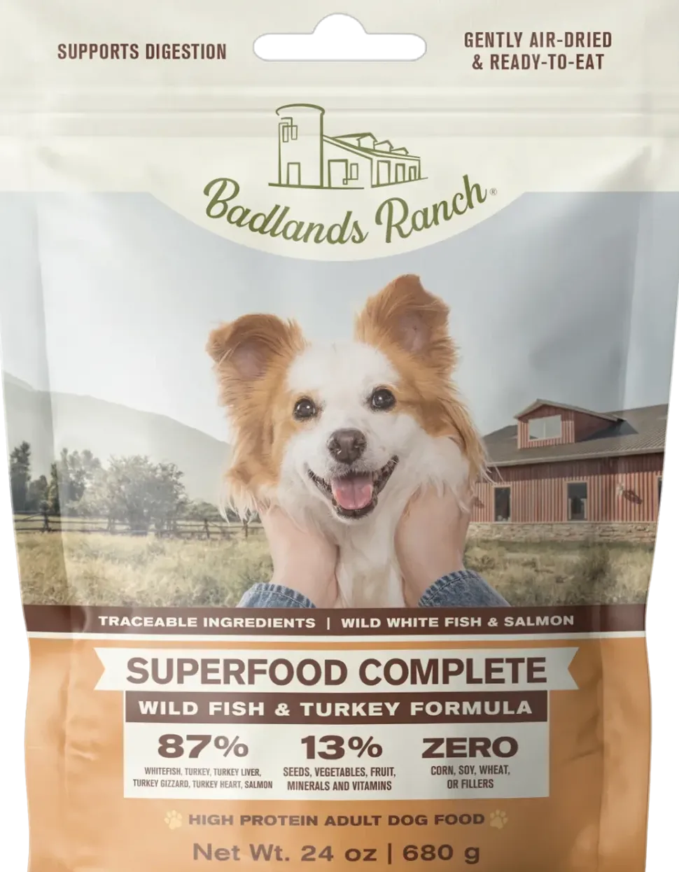 Badlands Ranch Superfood Complete Air-Dried Dog Food Wild Fish & Turkey 24-oz