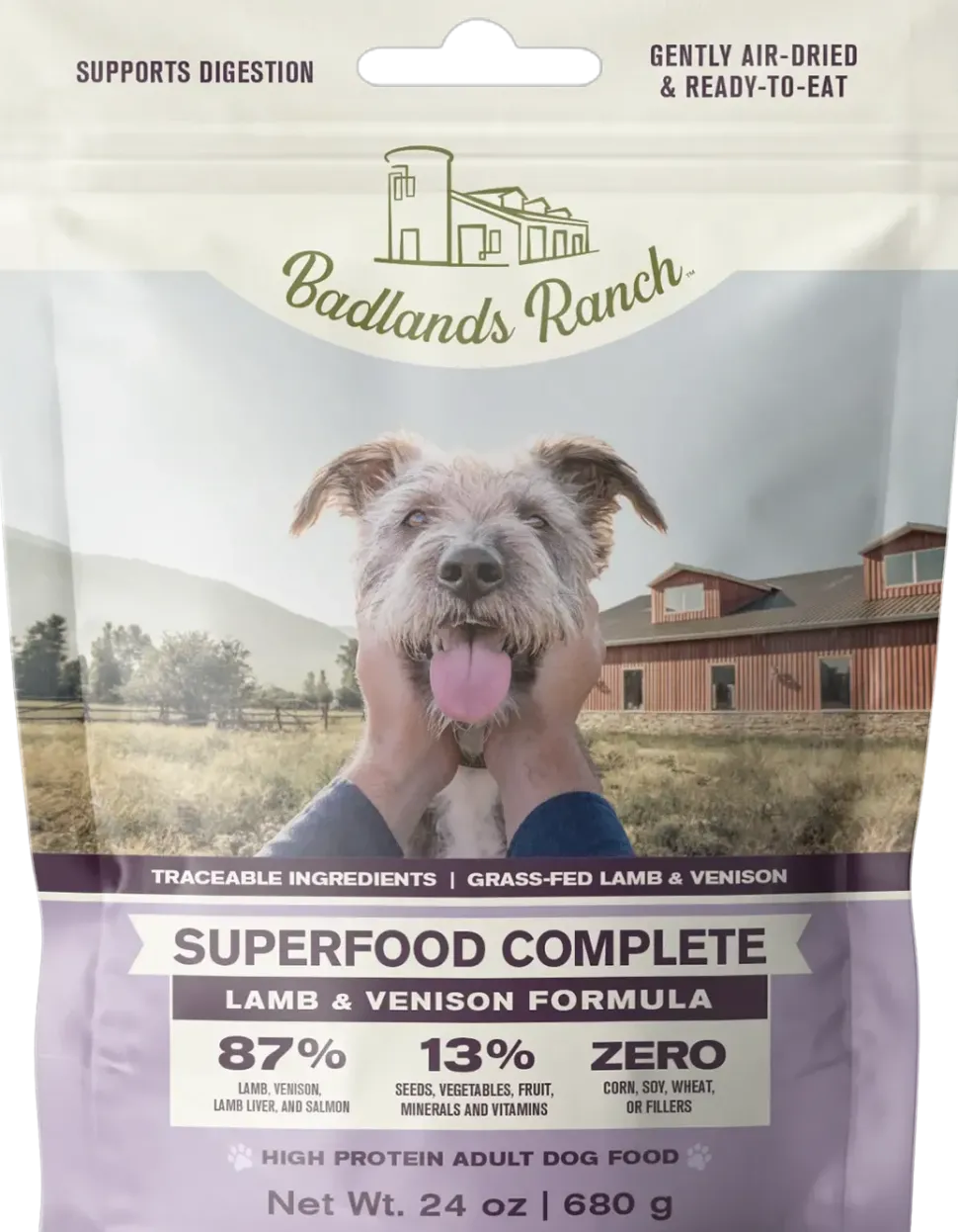 Badlands Ranch Superfood Complete Air-Dried Dog Food Lamb & Venison 24-oz