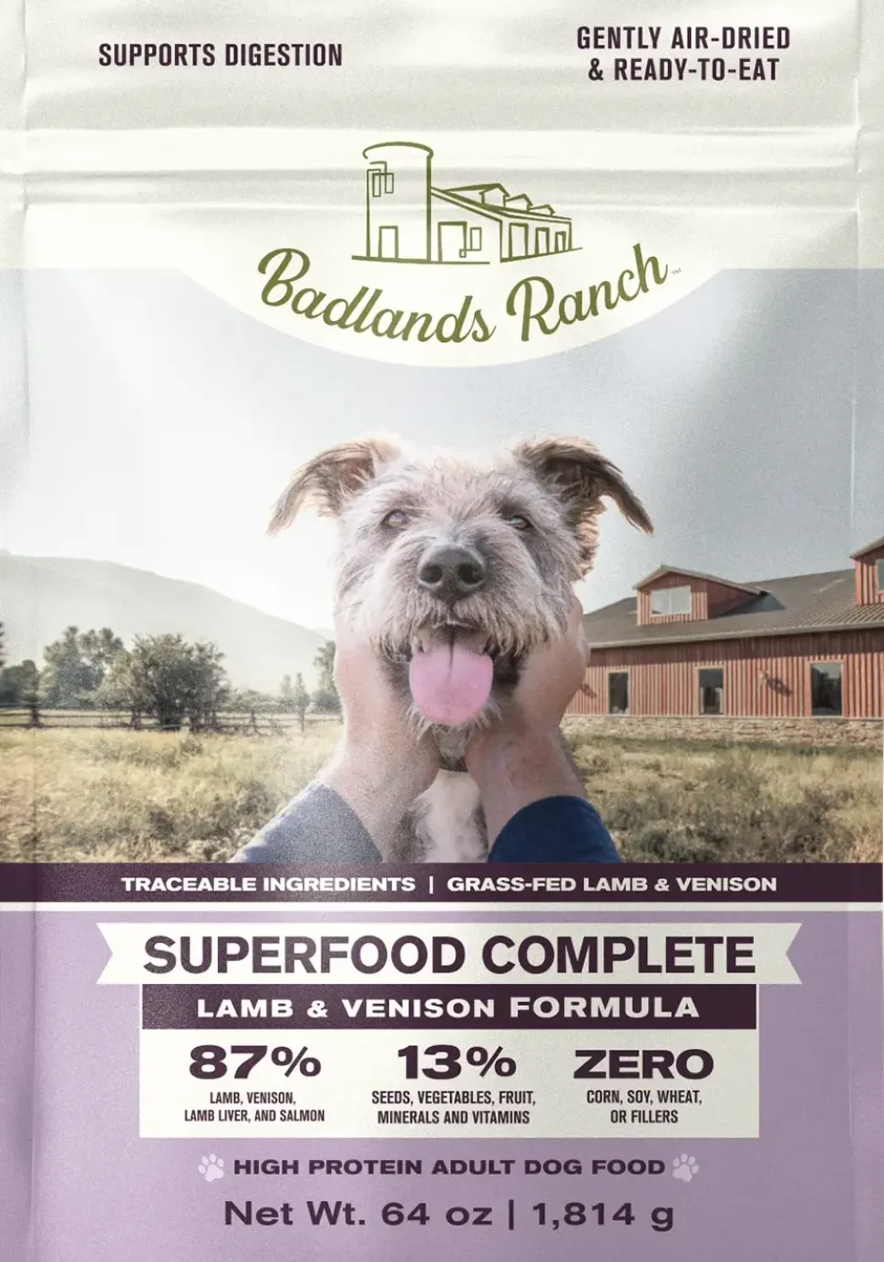 Badlands Ranch Superfood Complete Air-Dried Dog Food Lamb & Venison 64-oz