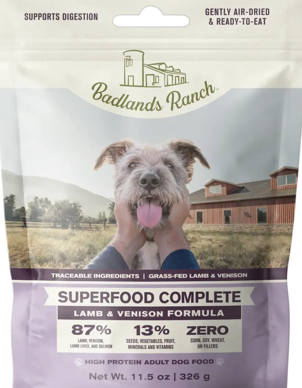 Badlands Ranch Superfood Complete Air-Dried Dog Food Lamb & Venison 11.5-oz