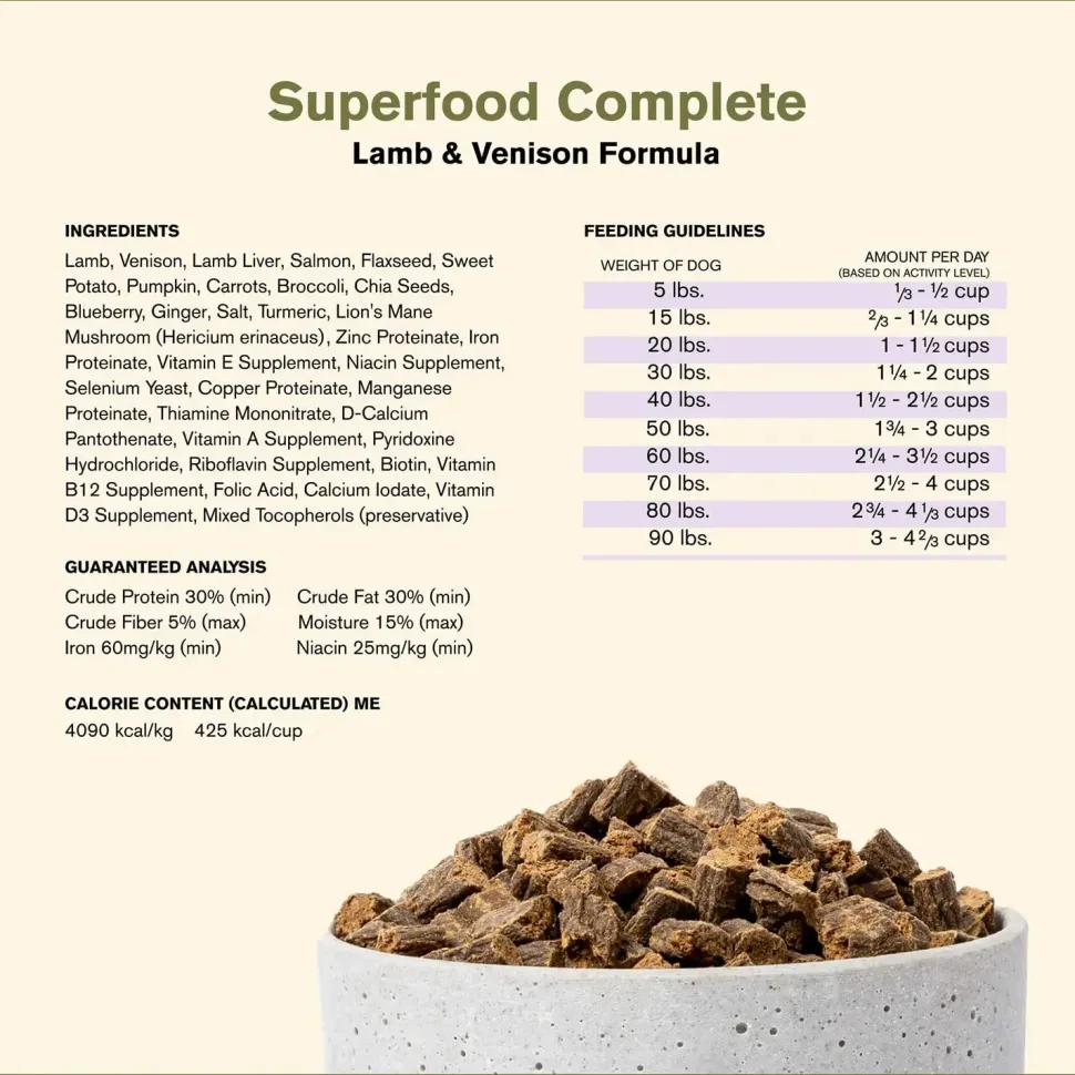 Badlands Ranch Superfood Complete Air-Dried Dog Food Lamb & Venison 11.5-oz