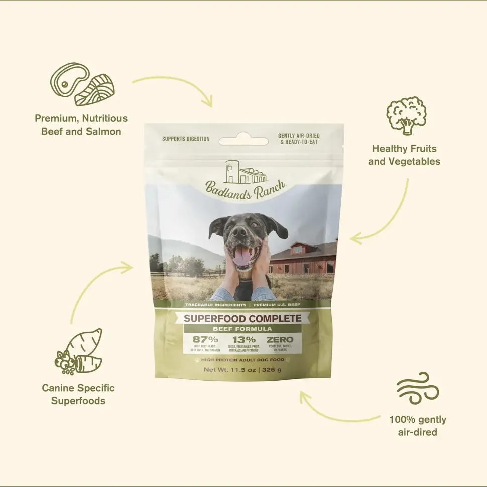 Badlands Ranch Superfood Complete Air-Dried Dog Food Beef 11.5-oz