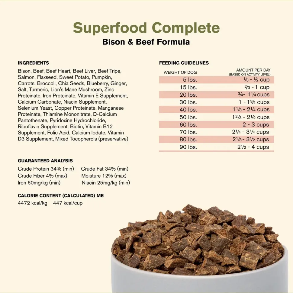 Badlands Ranch Superfood Complete Air-Dried Dog Food Bison & Beef 11.5-oz