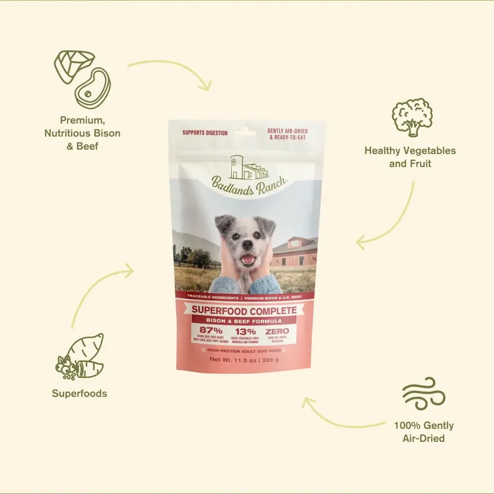 Badlands Ranch Superfood Complete Air-Dried Dog Food Bison & Beef 11.5-oz