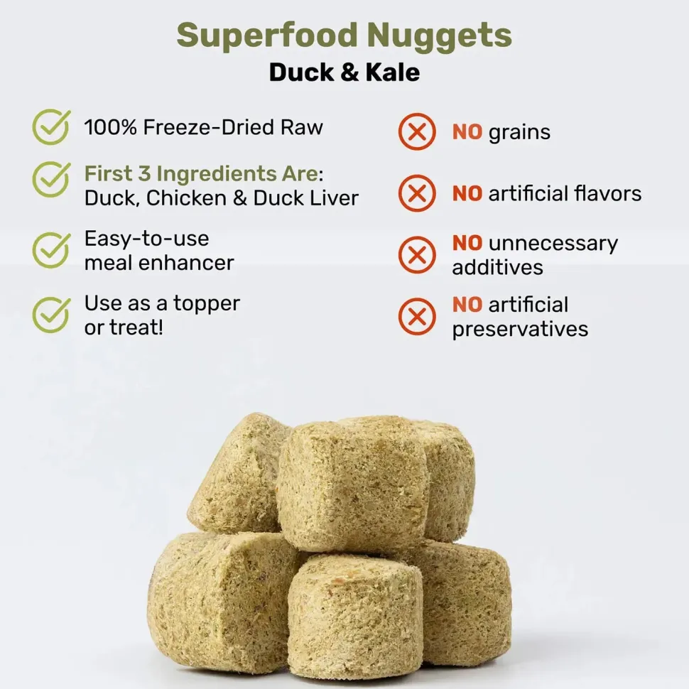 Badlands Ranch Superfood Nuggets Freeze-Dried Raw Dog Treats Duck & Kale 8-oz