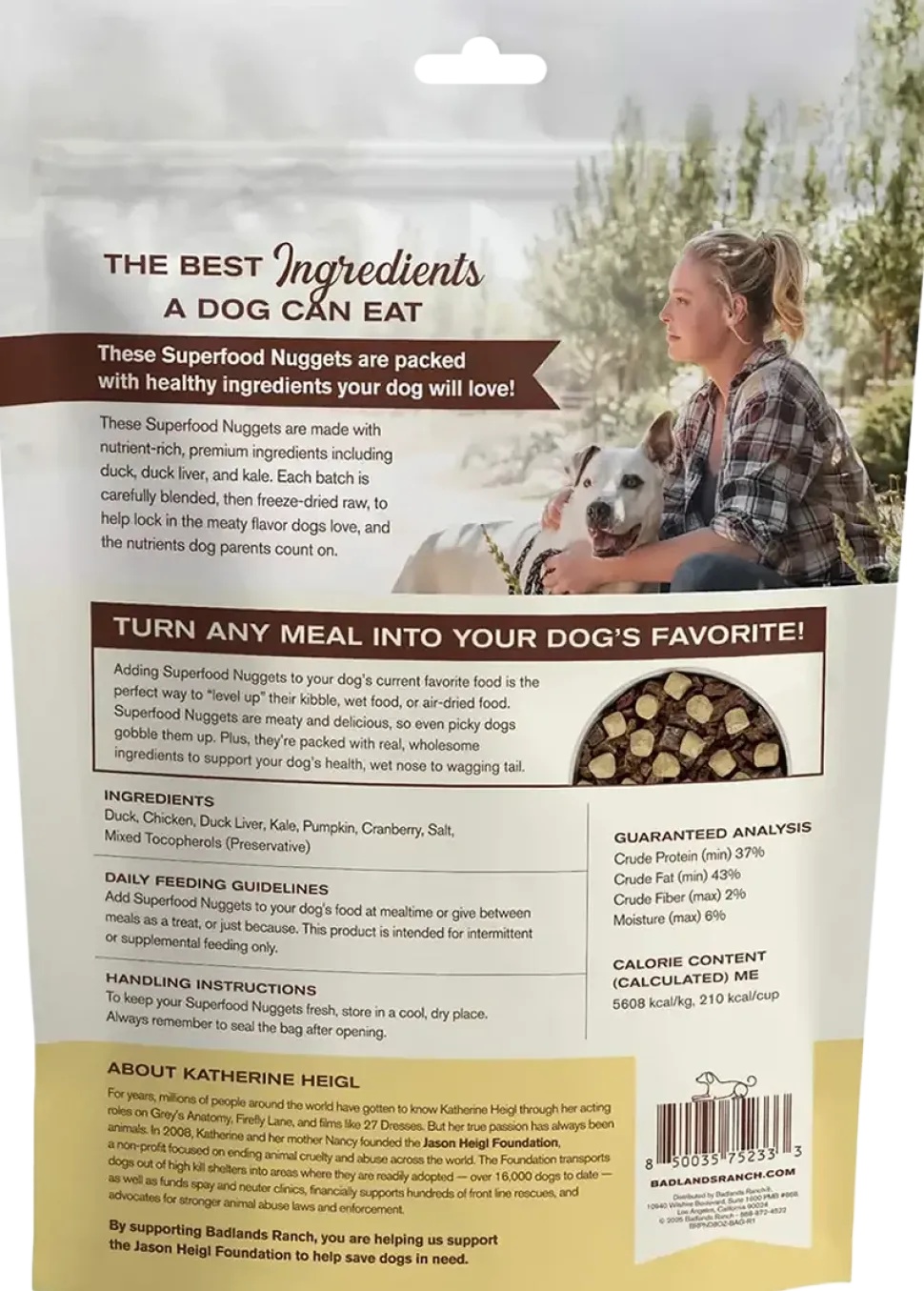 Badlands Ranch Superfood Nuggets Freeze-Dried Raw Dog Treats Duck & Kale 8-oz