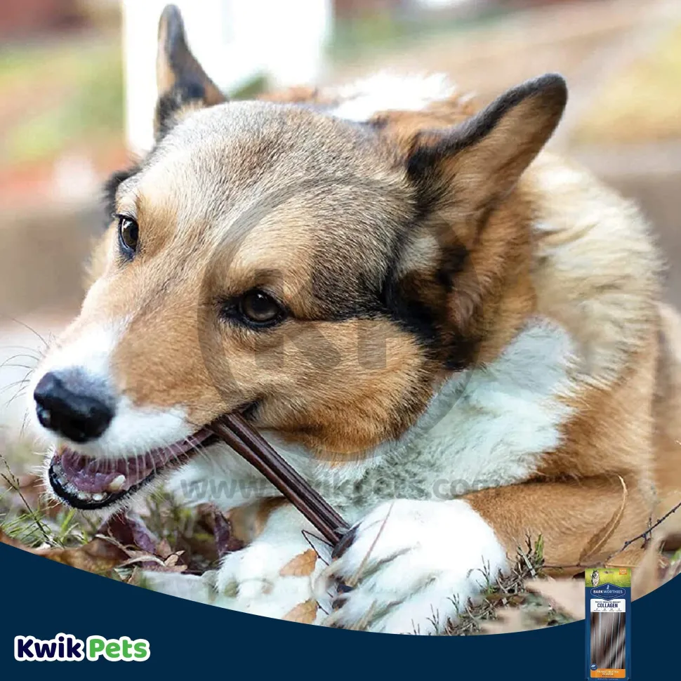 Barkworthies 12" Collagen Peanut Butter Flavor Beef Stick Large Dog Chew 6 Count 8.4-oz