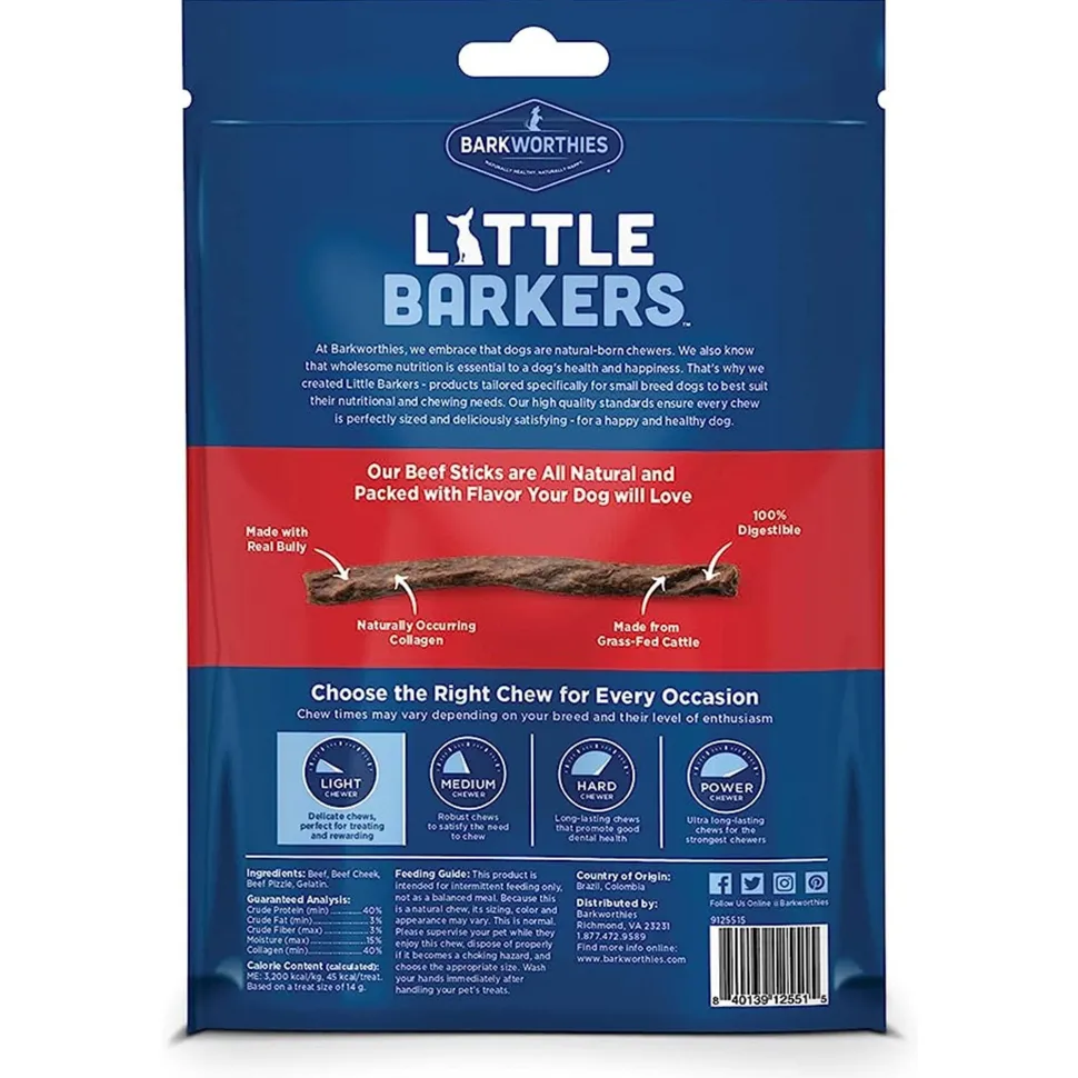 Barkworthies Little Barkers Beef Sticks with Collagen Dog Chews 10 Count