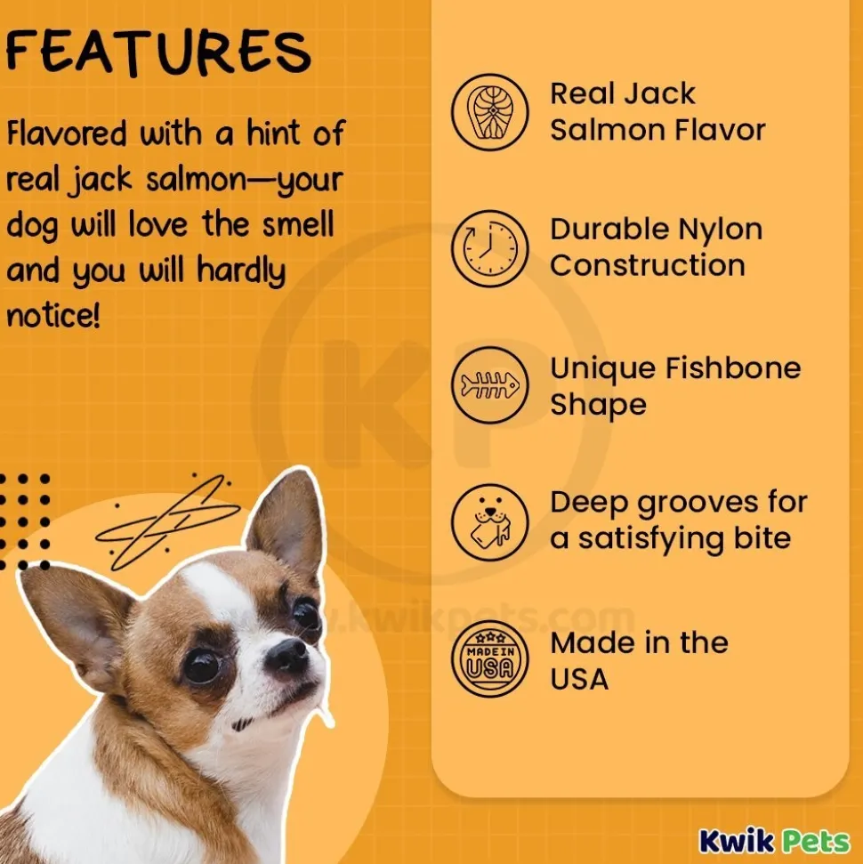Benebone Jack Salmon Fishbone Dog Chew Toy Tiny 2 Count