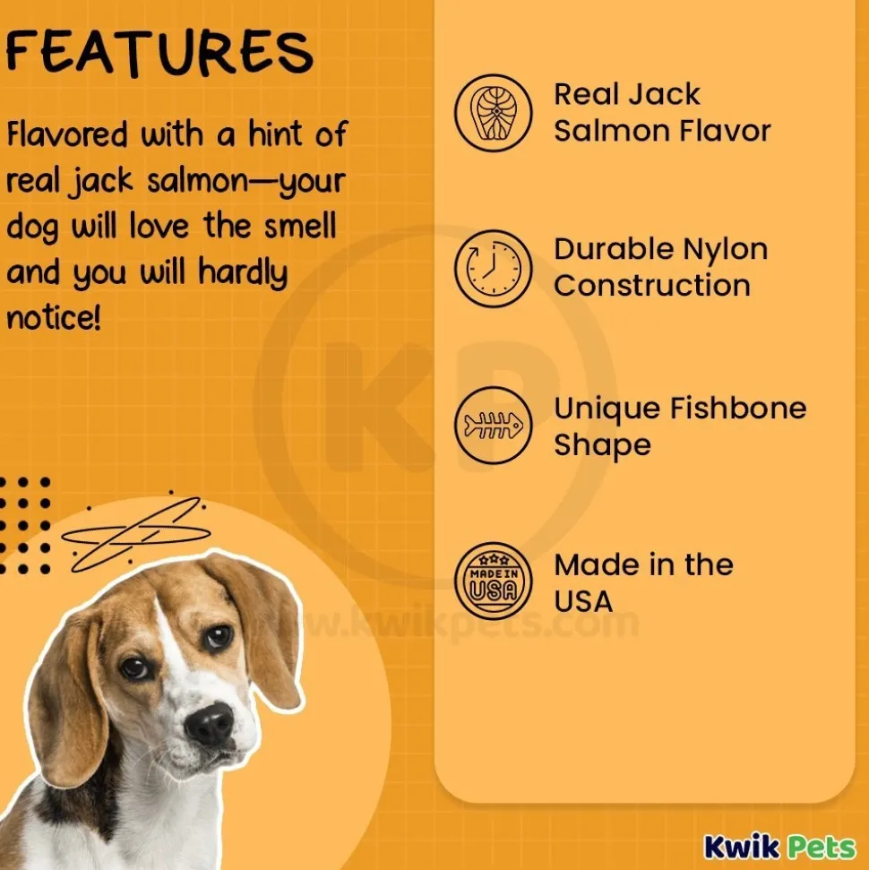 Benebone Jack Salmon Fishbone Dog Chew Toy Medium