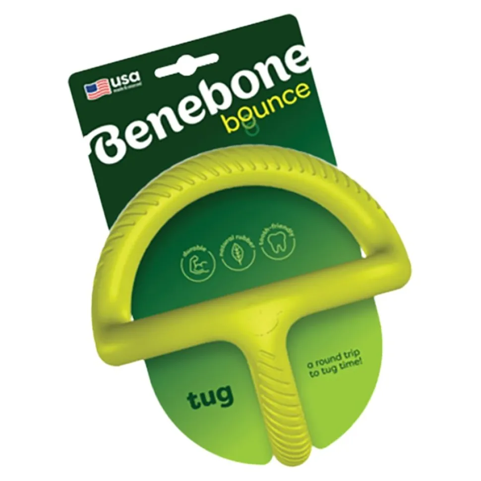 Benebone Natural Rubber Tug Dog Toy Green Medium