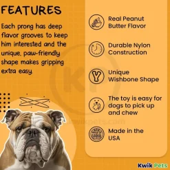 Benebone Wishbone Dog Chew Toy Peanut Butter Large