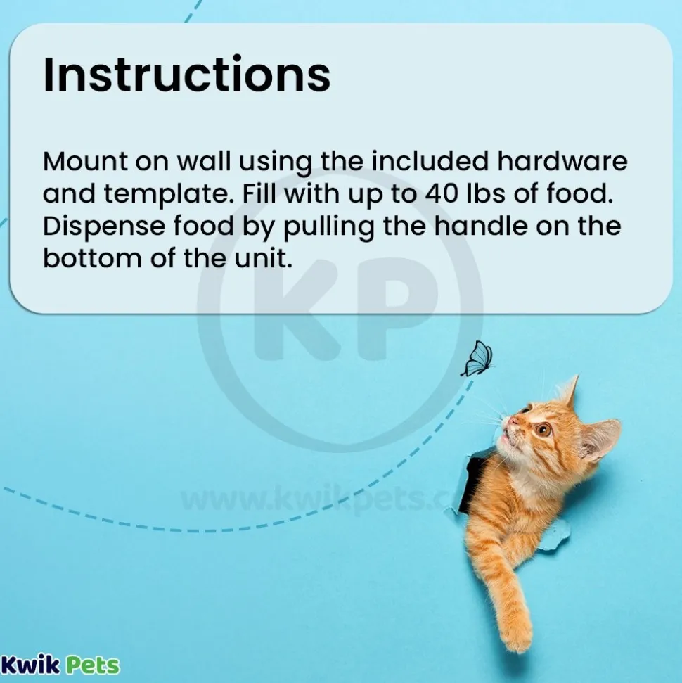 Bergan Wall-Mounted Food Dispenser for Dogs, Cats & Small Animals – Up to 40 lb
