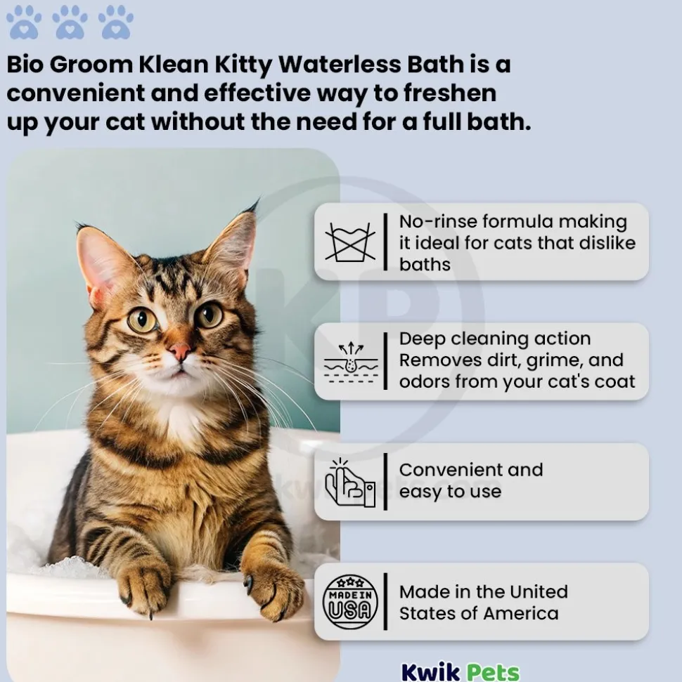 Bio-Groom Klean Kitty Waterless Bath No Rinse Cat Shampoo 8-oz