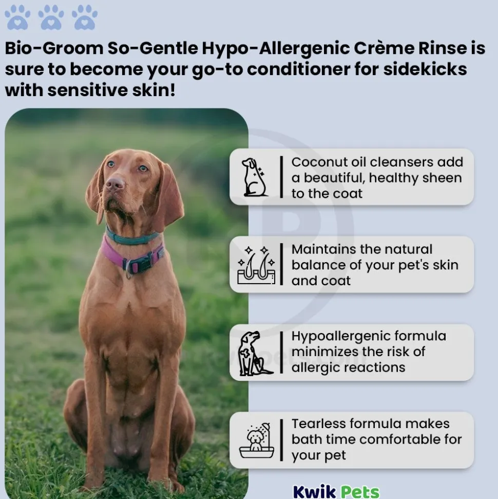 Bio-Groom So-Gentle Hypo-Allergenic Creme Rinse Dog Conditioner 12-oz