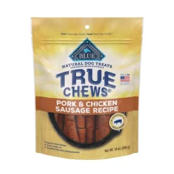 Blue Buffalo True Chews Natural Dog Treats Pork & Chicken Sausage Recipe 14-oz
