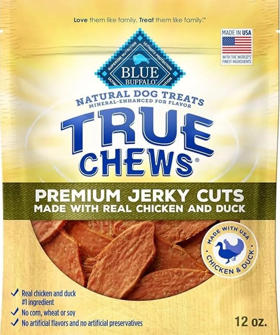 Blue Buffalo True Chews Premium Jerky Cuts Natural Dog Treats Real Chicken & Duck 12-oz