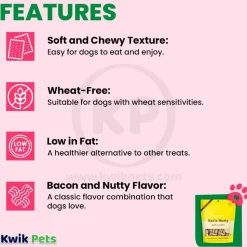 Bocce's Bakery Bac'n Nutty Soft & Chewy Dog Treats Peanut Butter & Bacon 6-oz