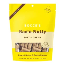 Bocce's Bakery Bac'n Nutty Soft & Chewy Dog Treats Peanut Butter & Bacon 6-oz