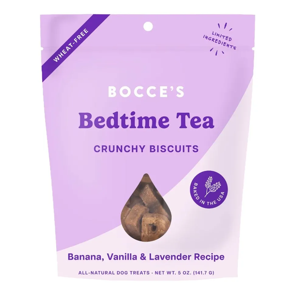 Bocce's Bakery Bedtime Tea Crunchy Biscuits Dog Treats Banana Vanilla & Lavender 5-oz