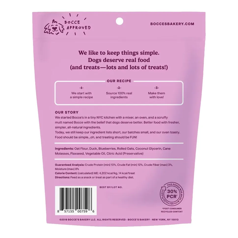 Bocce's Bakery Quack Quack Quack Soft & Chewy Dog Treats Duck & Blueberry 6-oz
