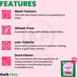Bocce's Bakery Quack Quack Quack Soft & Chewy Dog Treats Duck & Blueberry 6-oz