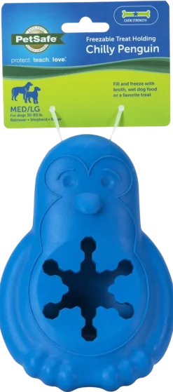 Busy Buddy Chilly Penguin Freezable Treat Holding Dog Toy Blue Medium/Large